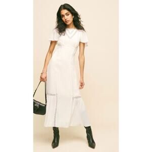 Reformation 8 ivory white domini empire waist dress